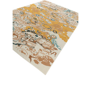 Alfombra de Lana Anudada a Mano Sthir Ivory Piwl-7006 con Patrón Abstracto para Decoración del Hogar, Estilo Tabriz para Sala de Estar y Dormitorio, Hecha a Mano - Product Image 2