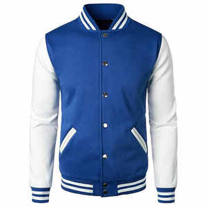 Chaqueta Varsity de Béisbol de Manga Larga para Hombre, de Cuero y Tela de Lona, Resistente al Viento, Acolchada, de Buena Calidad, al por Mayor - Product Image 2