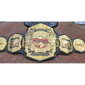 Nouvelle ceinture de championnat de lutte mondiale TNA en cuir véritable - Product Image 1