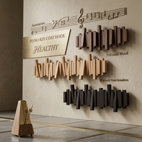 Porte-manteau mural en hêtre en forme de touches de piano, trois rangées supplémentaires, design moderne et épuré, sans perçage, pour chambre, entrée, porte d'entrée