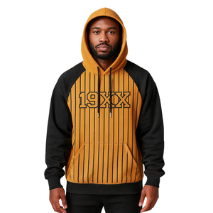 Sweat à capuche Alpha APA brodé Premium Old Gold & Black Raglan Sleeves Pinstripe Design Greek Fraternity Apparel Divine Nine 190X - Product Image 1
