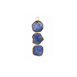 Tanzanite Trois Pierre Long Pendentif Or Vermeil Argent Sterling Lunette Ensemble Pierre Brute Charme Bijoux Faits À La Main Cadeau pour Elle - Product Image 1