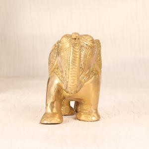 Sculptures d'éléphant en bronze doré en laiton indien fait à la main Figurine Statue Home Decor Articles cadeaux Longueur: 15.00 CM SNH-905 - Product Image 3