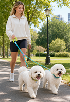 Laisse double-attache couleur dopamine pour chats et chiens - Nylon durable et réglable