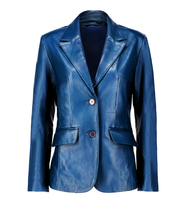 Blazer de costume professionnel sur mesure pour femme, coupe ajustée, OEM |   Bouton de manteau de luxe en cuir véritable tissé, écologique, avec logo personnalisé