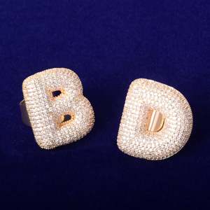 Unisex Customizable 14K <b>Gold</b> Hip Hop Men's Initial Letter <b>Ring</b> Iced <b>Gold</b> Rose <b>Gold</b> Moissanite Diamond for Parties - Product Image 1