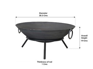 Garden Fit Pit Cast Iron <b>Large</b> Kadai Bowl With Tripod Stand Black Coated Farmhouse BBQ Party Rustic Fire Pit Garden Accessories - Product Image 6