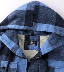 Veste à capuche pour homme de haute qualité, chaude, à motif à carreaux, doublée de polaire polaire, à manches longues, coupe classique, poids lourd - Product Image 6
