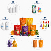 Op maat bedrukte staande sapzak met tuit, BPA-vrij, food grade, flexibele Doypack voor dranken, fruitpuree en vloeibare verpakkingen