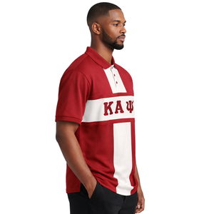Polo Kappa Alpha Psi Krimson Premium, taille fidèle, mélange de coton de haute qualité, broderie de l'écusson à lettres grecques, vêtement - Product Image 3