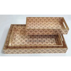 La Mayoría de lujo Diseñador único Esmalte Acabado Rectángulo Forma Alta calidad estándar Bandeja de servicio de madera Mesa Centro de mesa Suministros - Product Image 2