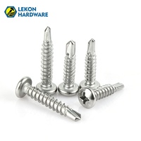 Sekrup Pengencang Kepala Pan Berulir Kasar Ukuran Khusus Pabrik LEKON, Sekrup Phillips Cross Recess Self Drilling