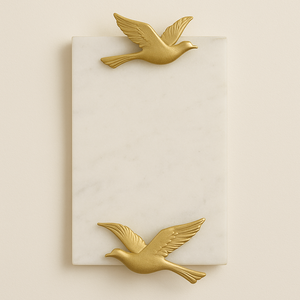 Bandeja rectangular de mármol blanco con asas de metal blanco ondulado, bandeja de tocador de diseño moderno para cocina, baño, decoración de mesa de centro - Product Image 2