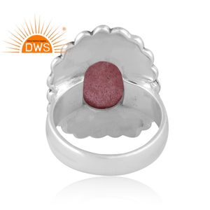 Bague en argent sterling oxydé fait à la main, en quartz fraise naturel, avec pierres précieuses, fabricant de bijoux personnalisés - Product Image 4