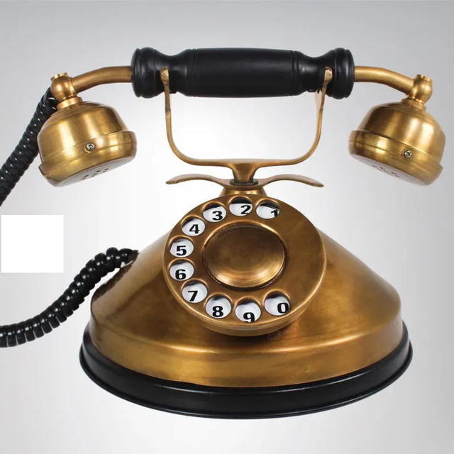 Antique Style Brass Rotary Phone Personalized Retro Steampunk Desk Decor and Gift Idea for Home or Office