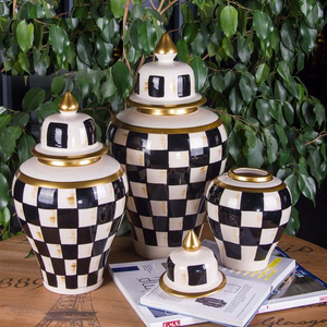 Nid de miel rose personnalisé design de luxe blanc décoratif pour la maison grand pot de gingembre en métal vase à fleurs avec couvercle - Product Image 4