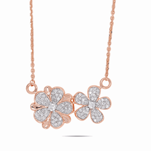 Collier luxueux en diamant rond avec fleur sauvage - Product Image 4