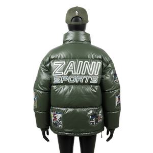 2025 chaqueta acolchada para mujer, carcasa exterior de nailon, diseño acolchado verde oliva con parche de logotipo personalizado, chaquetas acolchadas bordadas para mujer - Product Image 2