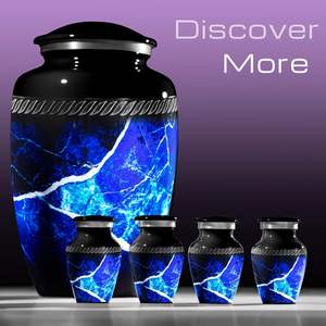 Urnes personnalisées pour cendres humaines Urnes de crémation Urnes funéraires pour femmes et hommes Urnes décoratives grande taille personnalisée bleue - Product Image 3