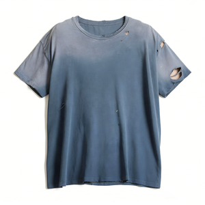 Men's Streetwear Tshirt Custom Logo Heavyweight 100% Cotton Oversize Plus Size Washed Vintage Distressed Cropped Boxy Fit 2026 - Product Image 1