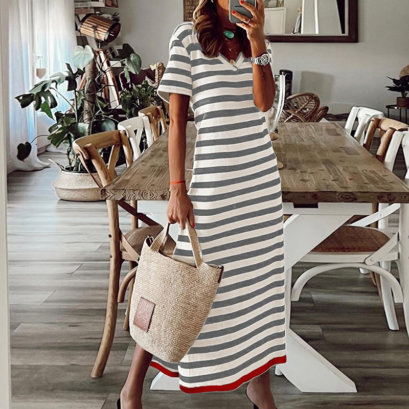 Striped Tshirt Dress - Maxi Casual Summer Style