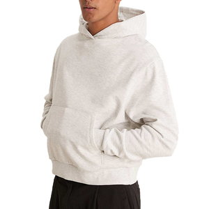 Sweat à capuche unisexe surdimensionné de haute qualité à imprimé bouffant, sweatshirts courts unis pour hommes, saison d'hiver, sweat à capuche sans ficelle - Product Image 2