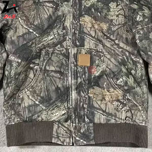 Loose-Fit Retro American Camouflage 3D Embroidery Hoodie Zipper <b>Cardigan</b> Customizable OEM Printing Label Design Men's Autumn - Product Image 3