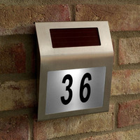 Letrero de Número de Casa con Iluminación Solar AG40, LED, Acero Inoxidable, Resistente al Agua, Ecológico