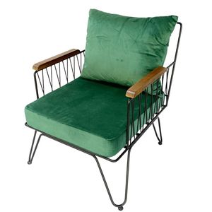 Sillón Individual GSD68050 para el Hogar, con Cojín Azul, Estructura de Hierro, Forma Cuadrada, Tapizado, para Sala de Estar - Product Image 1