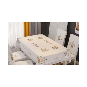 Nappe en coton biologique jaune brodée de fleurs, 280 GSM, certifiée OEKO-TEX, tissu lavable, idéale pour la table de dîner de Diwali - Product Image 4