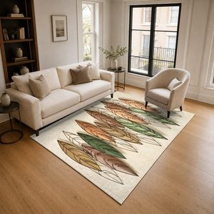 <b>RUGS</b> DEPOT LXDP-0351 Wholesale Beige Brown Bohemian <b>Tribal</b> Digital Printed Machine Washable Chenille Area <b>Rug</b> Non Slip - Product Image 2