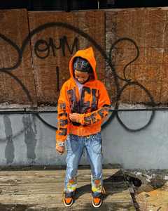 Sweat à capuche zippé surdimensionné hip hop américain personnalisé Sweat à capuche lavé avec broderie d'appliques pour hommes - Product Image 4