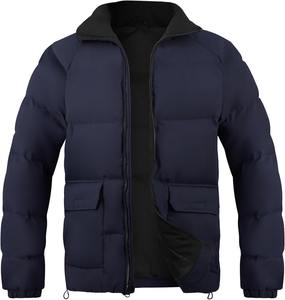 Chaqueta acolchada con capucha recubierta para exteriores para hombres impermeable a prueba de viento con proveedor de bolsillo frontal - Product Image 1