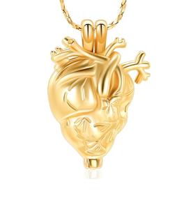 gold Urn Necklace for <b>Ashes</b> Anatomical Heart Cremation <b>Keepsake</b> Memorial Lockets Jewelry Pendant for Women Men Custom Size - Product Image 6