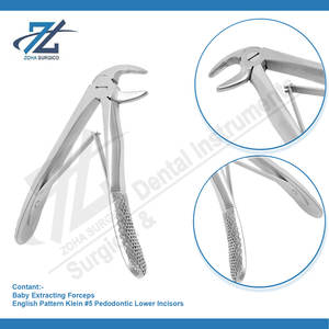 Klein Fig5 Pedodontic Premium Acero inoxidable Instrumentos quirúrgicos dentales Fórceps de extracción de bebés para incisivos inferiores Manual - Product Image 3