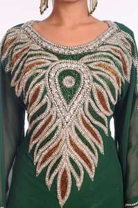 Botella verde bordado Georgette islámico kaftan - Product Image 3