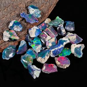 โอปอลไฟธรรมชาติจากเอธิโอเปีย แบบหยาบ ขนาด 16-20 มม. สีดำ โอปอลแห้ง คุณภาพสูง รับรองโดยบุคคลที่สาม สำหรับทำเครื่องประดับ - Product Image 4