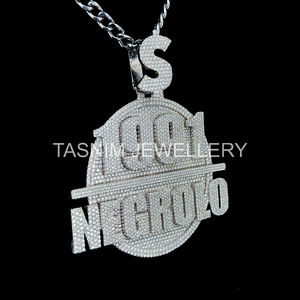 Colgante de Letra NEGROLE de Hip Hop Cristiano de la Mejor Calidad, 1991, Cierre Personalizado, Plata de Ley 925, Moissanita VVS con Certificado GIA, 10K - Product Image 4