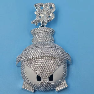 Auténtica Joyería Fina de Plata 925 con Baño de Oro de 14K, Estilo Hip Hop, Dijes con Forma de Dibujos Animados, Moissanita VVS, Regalo para Hombre - Product Image 3