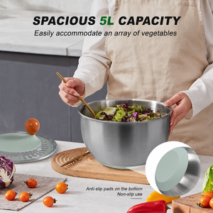 LOVFE <span class=keywords><strong>Essoreuse</strong></span> <span class=keywords><strong>à</strong></span> Laitue Manuelle, Séchoir <span class=keywords><strong>à</strong></span> Légaves en Acier Inoxydable, Capacité 5L, Lavable au Lave-vaisselle - Product Image 2