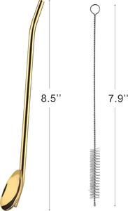 Premium Stainless Steel Cocktail Spoon Straw Set With <b>Twisted</b> Handle Cleaning Brush Elegant Design For <b>Bar</b> Home And Parties - Product Image 2