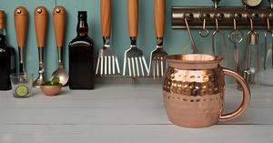 100% Food Grade Copper Moscow Mule Mugs/Cups with Nickel Lined Round-Handle Ceramic Cups with <b>Gift</b> Design Pure Copper Cup - Product Image 2