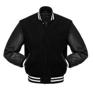 OEM Wholesale <b>Men</b> Varsity <b>Jacket</b> Custom Black Color Block Zip & Button Closure <b>Running</b> Varsity <b>Jacket</b> for <b>Men</b> with Panel Design - Product Image 4