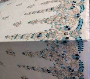 Tissu perlé de luxe pour robes de mariée et de soirée en dentelle perlée à la main disponible à un prix abordable. - Product Image 3