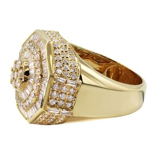 Bague en or de luxe pour hommes de style Hip Hop 10K 14K 18K Bague en forme de rond et de baguette à la mode en diamant naturel VVS - Product Image 3