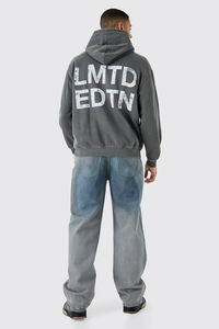 Logotipo de pantalla personalizado 100% algodón en relieve de gran tamaño Drop Shoulder Hoodie Transpirable Boxy Style Winter Heavyweight 3D Charcoal Men - Product Image 2