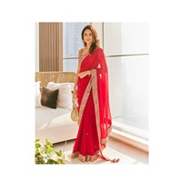 Sari Bollywood de Créateur en Georgette Épaisse avec Blouse pour Mariage et Soirée, du Fabricant Indien