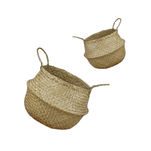 Sustainable Living With a Handcrafted Seagrass Belly <b>Basket</b> From Vietnam, for <b>Laundry</b> Organization and Planting Home Decor - Product Image 1