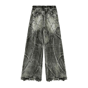 Pantalones Vaqueros Unisex de Estilo Urbano para Otoño y Primavera, Estilo Gótico, Rectos, Transpirables, Bordados, Vintage, Lavados - Product Image 2