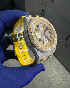 Montre en caoutchouc camouflage jaune moissanite pour hommes montre octogonale de créateur automatique hip hop de luxe montre-bracelet personnalisée - Product Image 2